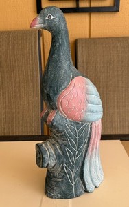 DECORATIVE CARVED WOODEN BIRD ON TREE FIGURINE BY KIRKLAND'S 15.5" TALL