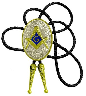 Moranse Bolo Tie with Masonic Monogram Symbol Design Style Western Cowboy Gen...