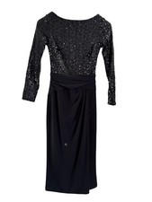 Ralph Lauren Black Sequin Evening Gown Size 2 Petite Length Elegant Formal Dress