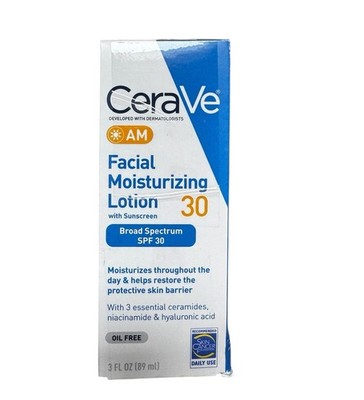 CeraVe AM Facial Moisturizing Lotion SPF 30 Oil-Free 3 fl oz NEW NIB Exp 2027
