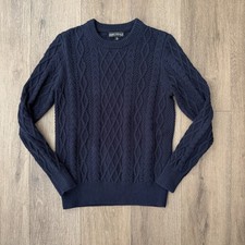 J.Crew Mercantile Cable Knit 100 Cotton Sweater Navy Blue Men  s Small