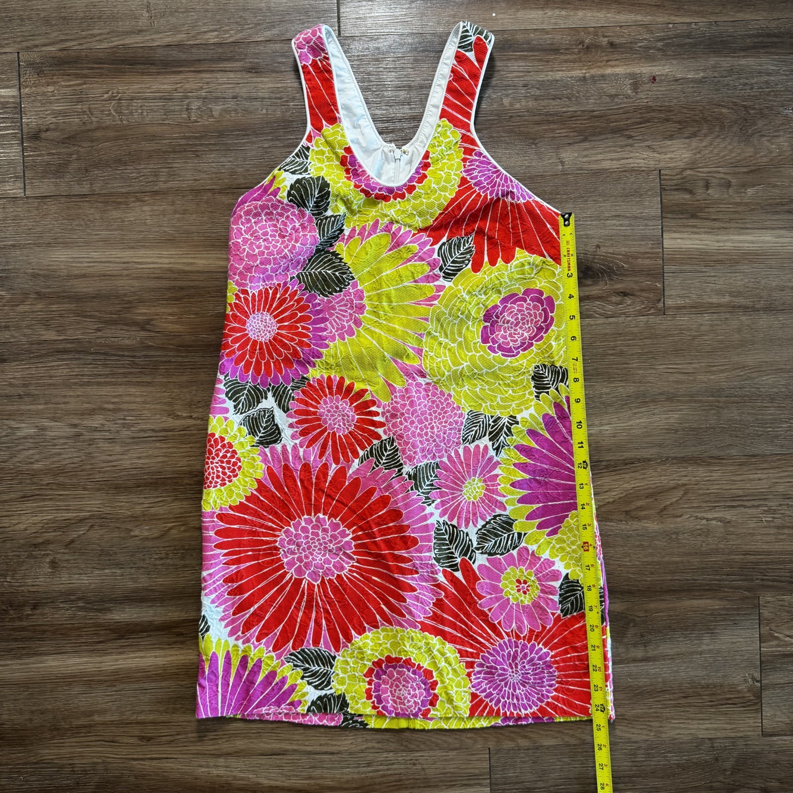 Trina Turk Demuth Dress Womens Size 8 Floral Pink Multicolor V Neck Mini Zipper