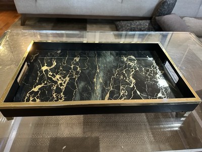 Isaac Mizrahi New York Gold Marble/Gren Verde Large Serving Tray 12'' x 20''