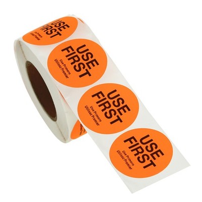 500 Stück Use First Aufkleber 1,5 Zoll Inventarkontrolletiketten,Orange