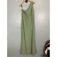 BHLDN Dylan One Shoulder Side Slit Crepe Gown Maxi Dress Medium