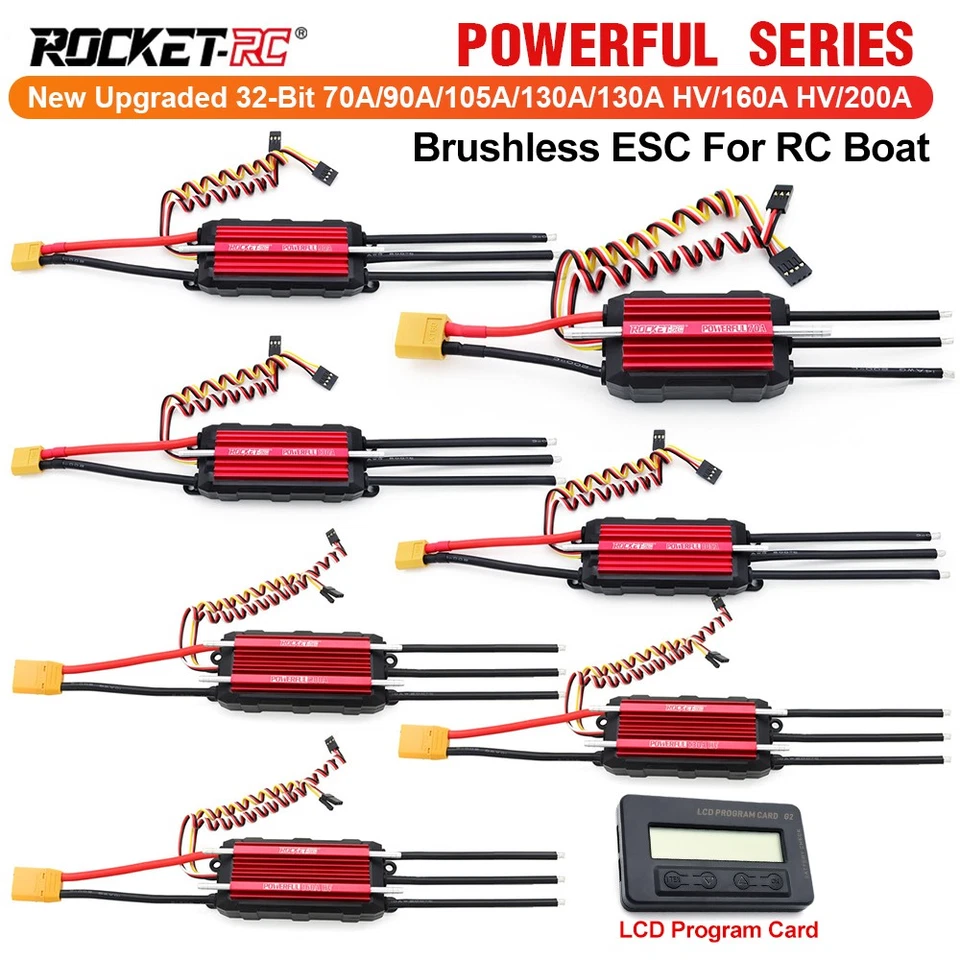 ROCKET-RC POWERFUL 32Bit Brushless ESC 70A/90A/105A/130A Wasserdicht für RC Boot - Bild 2 von 4