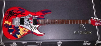 Joe Satriani Signed Surfing With The Alien Mini Guitar PSA/DNA W/ Display Stand - Image 1 of 3
