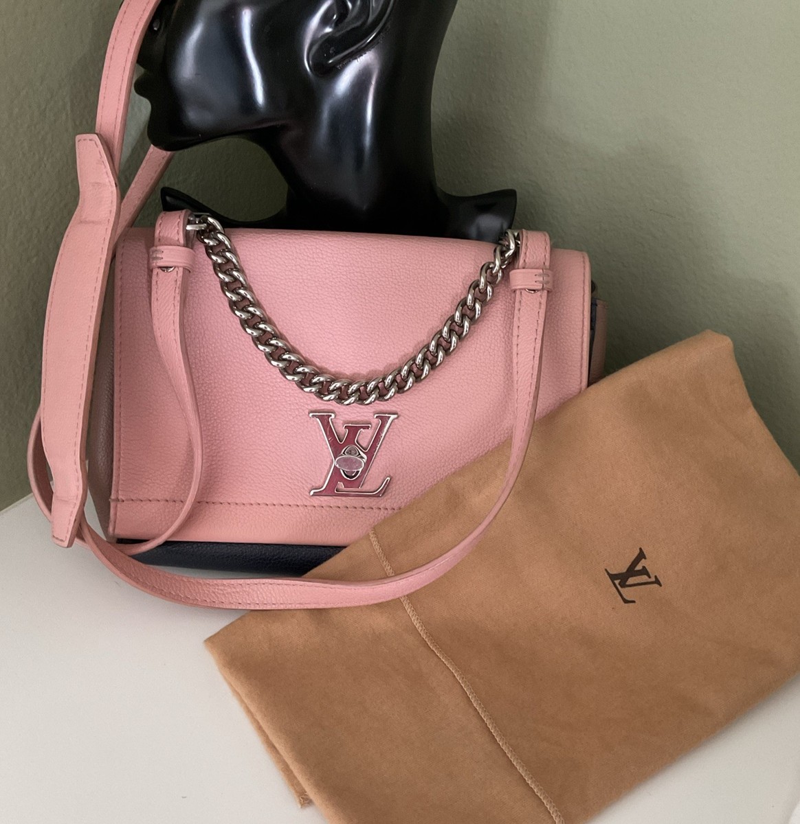 LOUIS VUITTON LV Lockme II BB 2 Way Bag Ballet Pink/Navy /Brown