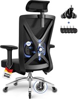 BüRostuhl Ergonomisch Schwarz Verstellbare Armlehnen KopfstüTze LendenstüTze