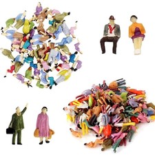 Mini Modelleisenbahn Figuren, bemalt, H0, 1:87, 60 Stück, bunt, Plastik