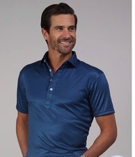 Collars  Co. Mens Medium Blue Polka Dot Dress Collar Polo Shirt Lightweight Moi