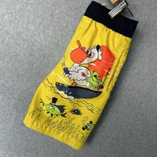 Children s Place Swim Trunks Boys 4T Pelican Graphic Yellow Gray Mesh Lined