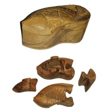Hochwertige Puzzle-Box aus Holz in Form eines Fisches