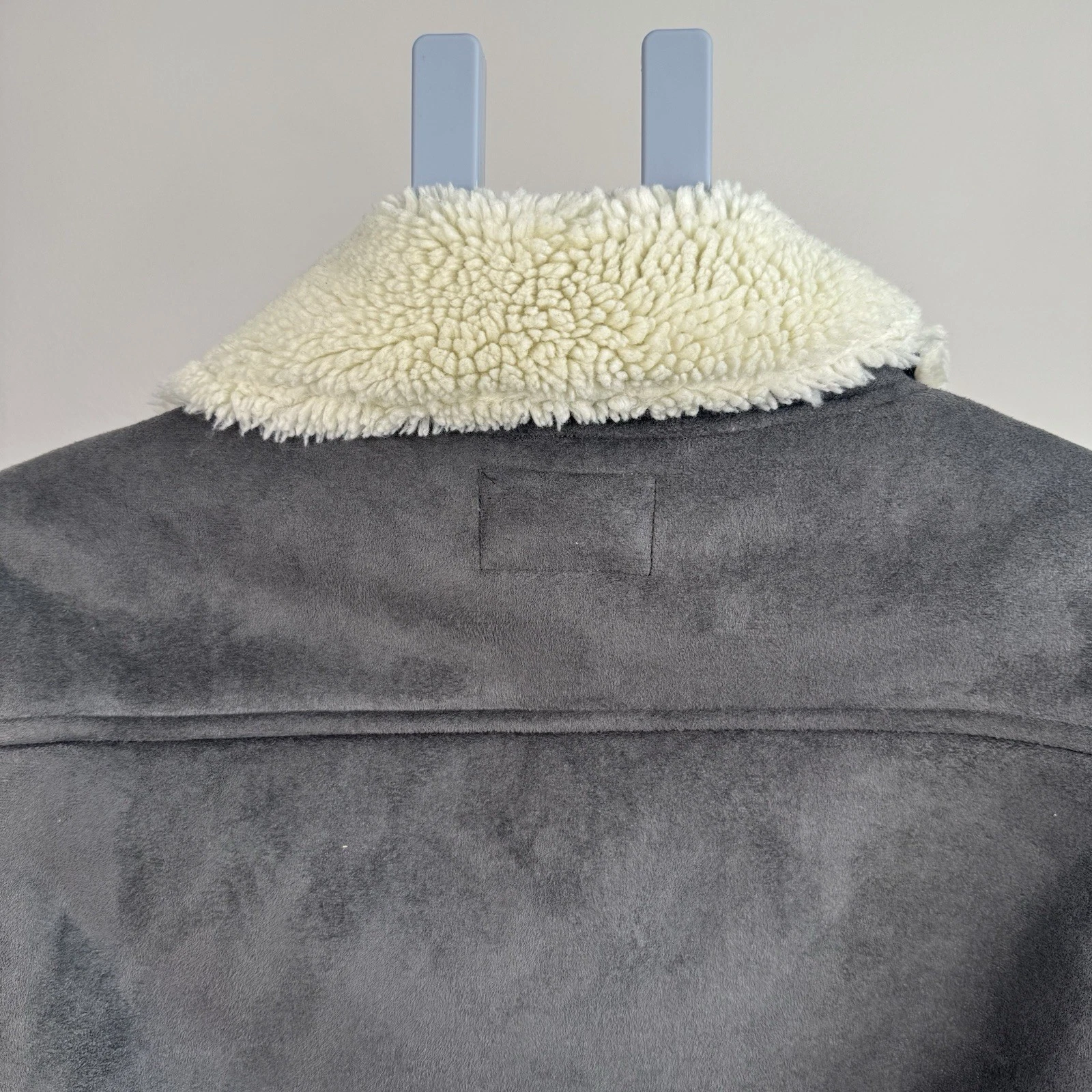 Topman Gray Faux Shearling Jacket Coat - Men's Size Small -  Zipper Closure image 8