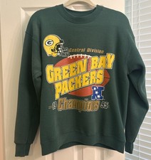 Vintage Green Bay Packers Central Division Champions Green Sweatshirt Lee M Size