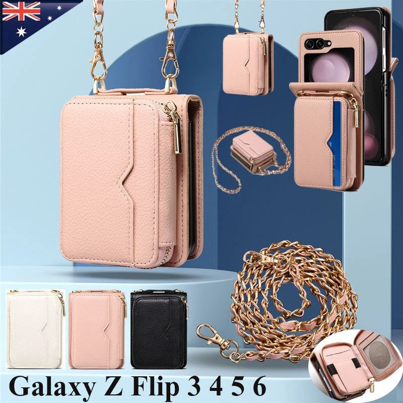 For Samsung Galaxy Z Flip 7 6 5 4 3 Case Wallet Luxury Leather Shockproof Cover - Image 2 of 4