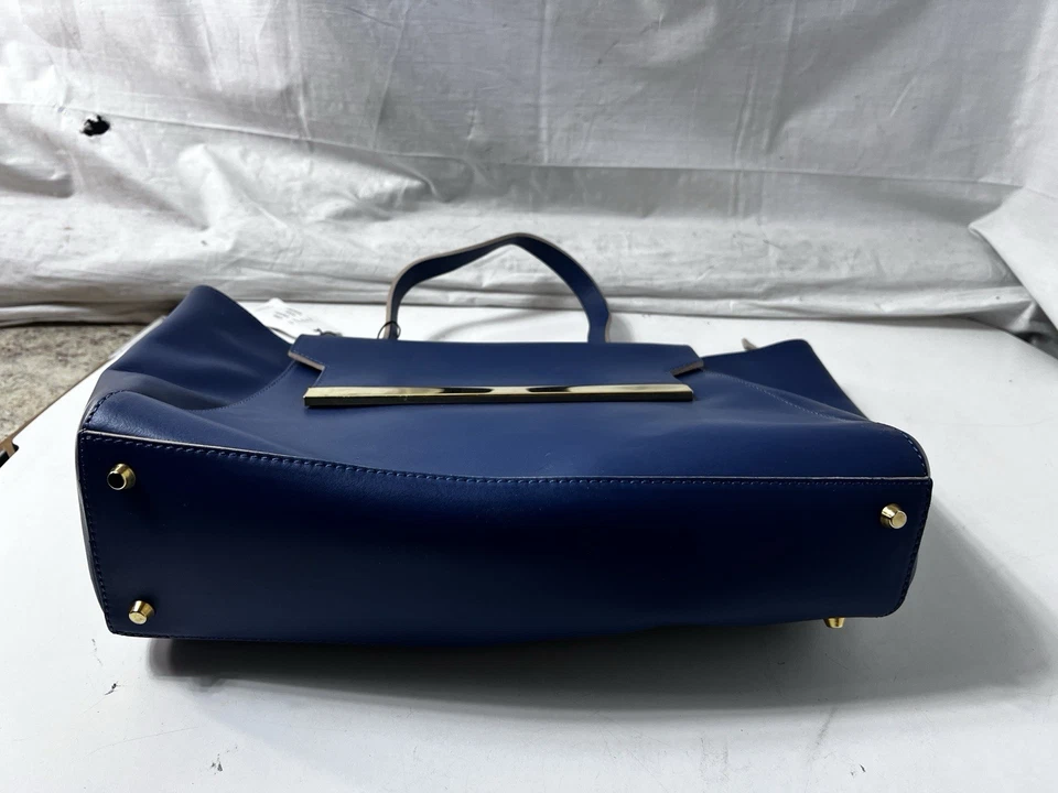 ALBERTA DI CANIO Luxury Designer Leather Blue Gold Tone Handbag Italy Purse NWT - Image 3 of 4