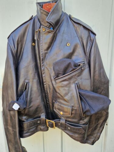 Vintage Aero Leather Motorcycle Jacket Front Quarter Horsehide 42 Black - Picture 12 of 18