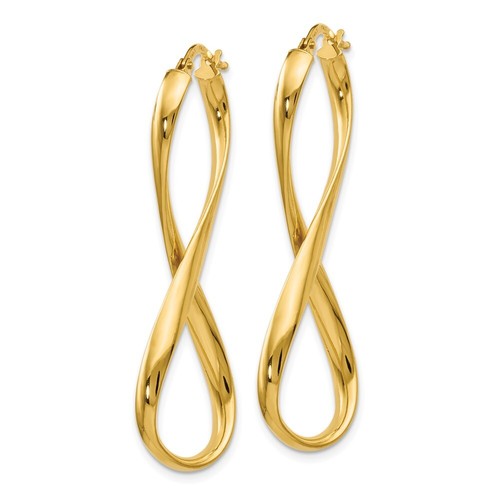 14k Yellow Gold Polished Infinity Hoop Earrings 2.28g L-46mm, W-13mm for Mom - 第 2/4 張圖片