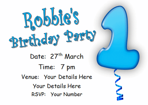 10 Personalised INVITATIONS & envelopes, boys blue birthday party invites cards - Picture 1 of 13