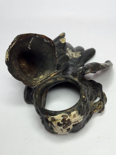 RARE Antique GESCHUTZT Cold Painted Austrian Bronze INKWELL Bird Pigeon Ca. 1900 - Picture 10 of 15
