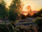 Sunset landscape impression oil painting wall art HD printed on canvas L3167