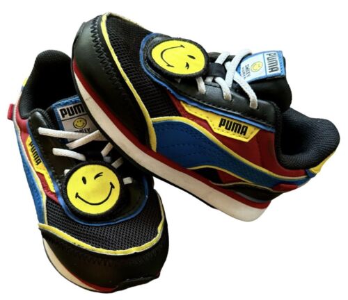 Puma Smiley World Future Rider Kids Sneakers Casual Shoes Size 6C 384927-01 - Afbeelding 1 van 9