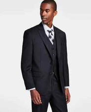 Michael Kors Men's Black Classic-Fit Wool-Blend Stretch Solid Suit Jacket Sz 42S