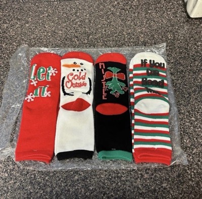 Christmas Holiday Slipper Socks 4 Pairs size 9-11 | eBay