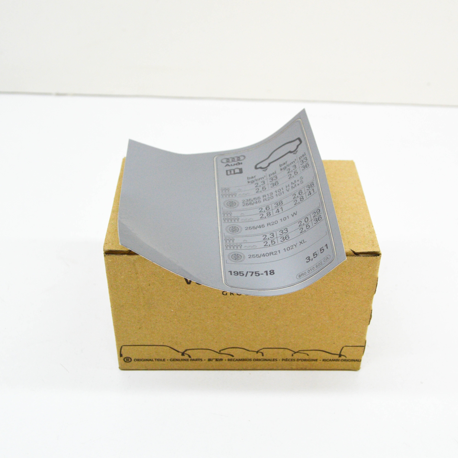 NEW AUDI Q5 8R TYRE PRESSURE DATA PLATE 8R0010502CA ORIGINAL 8R0-010-502-CA