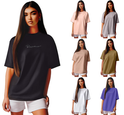 Reichstadt Damen Oversized T-Shirt Logo Brustdruck Stickerei Fashion Designer