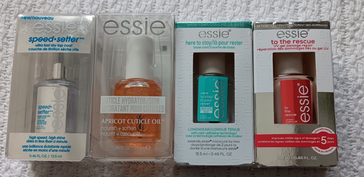 Lote de aceite para cutículas de albaricoque Essie aquí para quedarse Speedsetter capa superior al rescate