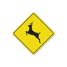 Deer Crossing Diamond Metal Sign