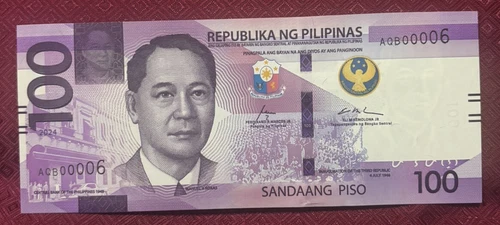 PHILIPPINES: 100 PESOS 2024 NGC MARCOS - REMOLONA LOW SERIAL AQB00006 - UNC