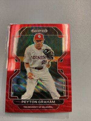 2022 Panini Prizm Draft Pick Tigers Prospect Peyton Graham Red Wave Prizm Card