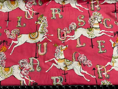 Fat Quarter 18''x 21'' Carousel Pony Letters ABC's Pink Baby NURSERY COTTON FABRIC