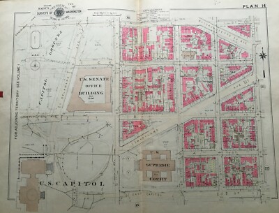 1946 WASHINGTON D.C. U.S. SUPREME COURT SENATE OFFICE BUILDING&CAPITAL ATLAS MAP