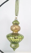Frontgate Embellished Glass Ornament Christmas Green Unique Large 5"