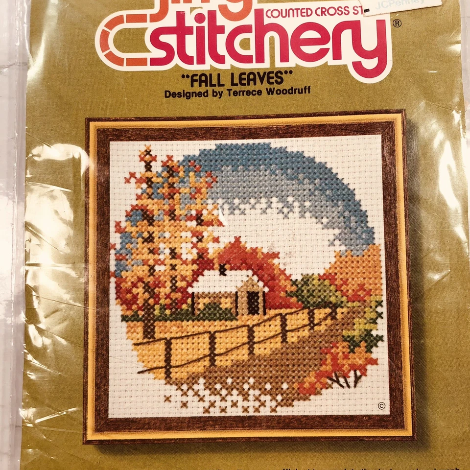 Kit de punto de cruz Jiffy Stitchery hojas de otoño diseños de puesta de sol #913 SELLADO de colección Foto 2 de 3