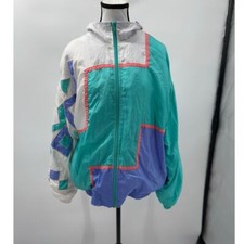 Vintage Lavon by Cheerful Corp Retro Blue 90's Zip-Up Windbreaker Women's XL