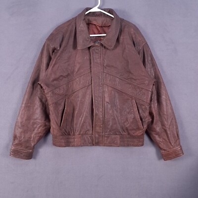 Adventure Bound by Wilsons Bomber Jacket Mens Large Brown Leather Wear Fading