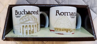 Starbucks Demitasse Cups Bucharest and Romania 3oz New