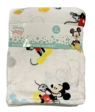 BLANKET PLUSH - DISNEY MICKEY BOYS - WHITE - BABY TODDLER CRIB BED