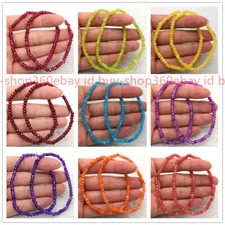 2 Pcs Natural 2x4mm Multicolor Faceted Jade Gemstone Beads Elastic Bracelet 7.5"
