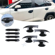 Glossy Black Exterior Door Handle Bowl Molding Cover For Toyota Rav4 2019-2025