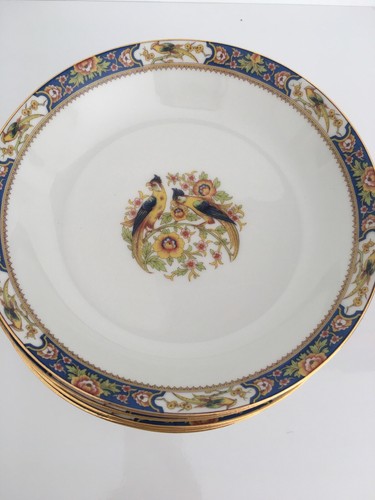 10 Vintage Limoges France Bowls w/ Birds & Gold Trim D 7.25” Gorgeous - Picture 2 of 10