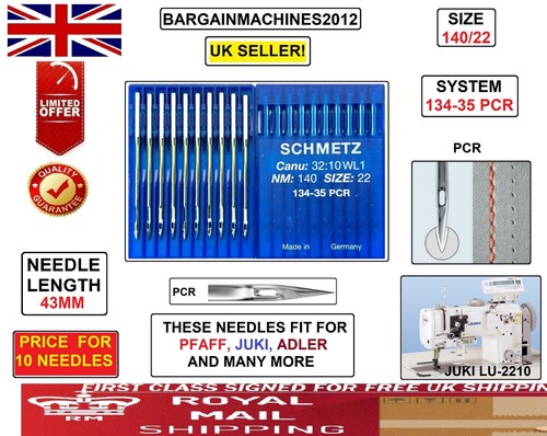 SCHMETZ 134-35 PCR NM:140 SIZE:22 WALKING FOOT INDUSTRIAL SEWING MACHINE NEEDLES - Afbeelding 1 van 5