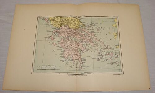 1891 Antique Map/GREECE (MODERN)/Hand Colored - 第 1/1 張圖片