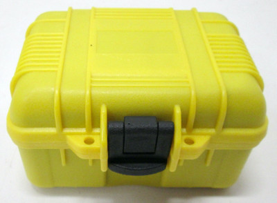 Small Yellow Hard Case with Foam Storage Container Plastic Box Travel 5'' X 3.5''