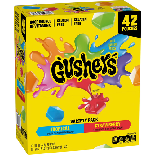 Gushers Strawberry & Tropical Variety Pack Snacks, 0.8 oz., 42 Pouches FRESH - Picture 2 of 8